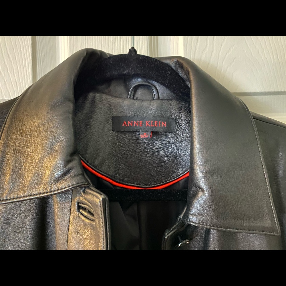 Women leather quarter length jacket, Anne Klein